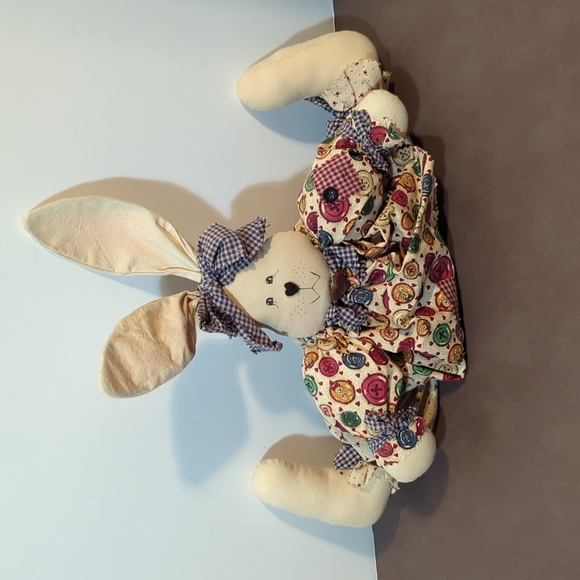 Country Bunny Rabbit Door Stopper or Wall Hugger Plush - Picture 1 of 8